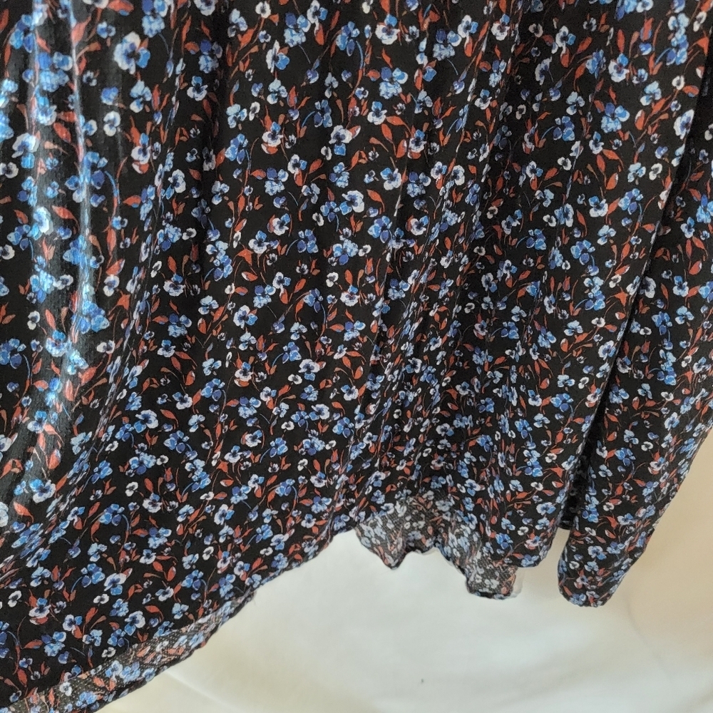 Terra Sky Women's Plus Size Peasant Dress 2X Blue Floral Long Sleeve Pocket Fall - Picture 6 of 13